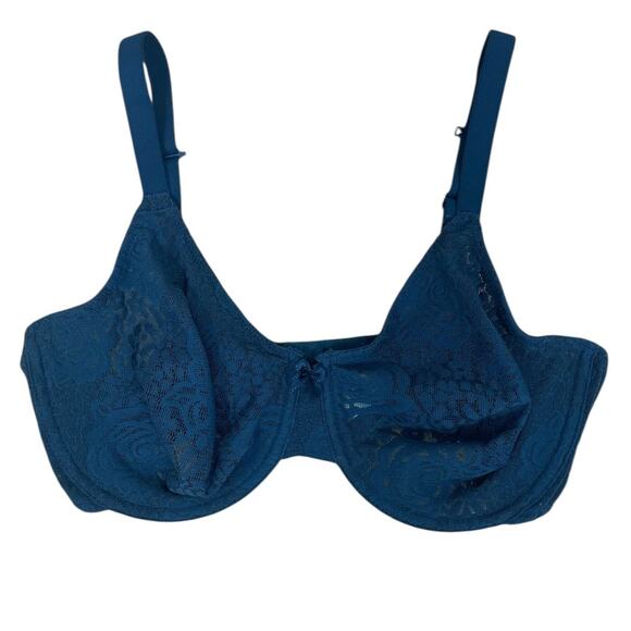 Wacoal Halo Lace Underwire Bra 851205 Teal Size 36DD - Picture 1 of 11